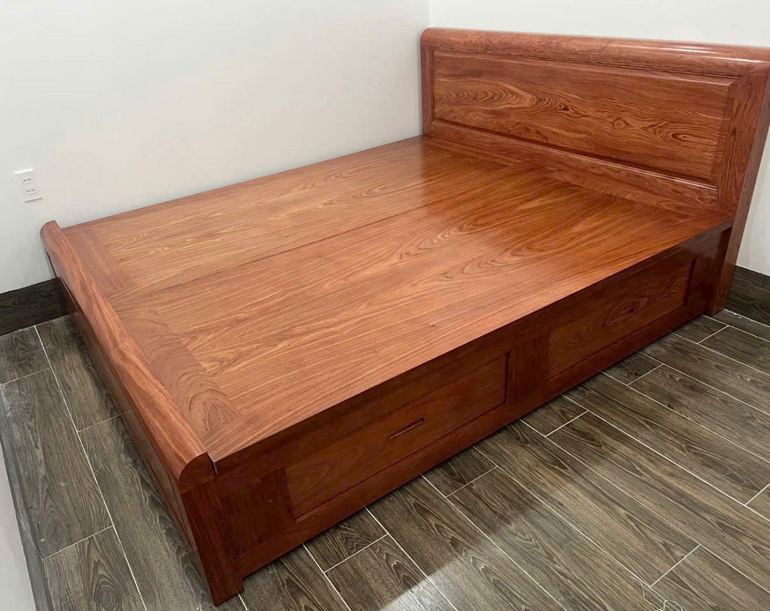 Giường Ngủ Ngăn Kéo 1m8 Gỗ Hương Đá GN115