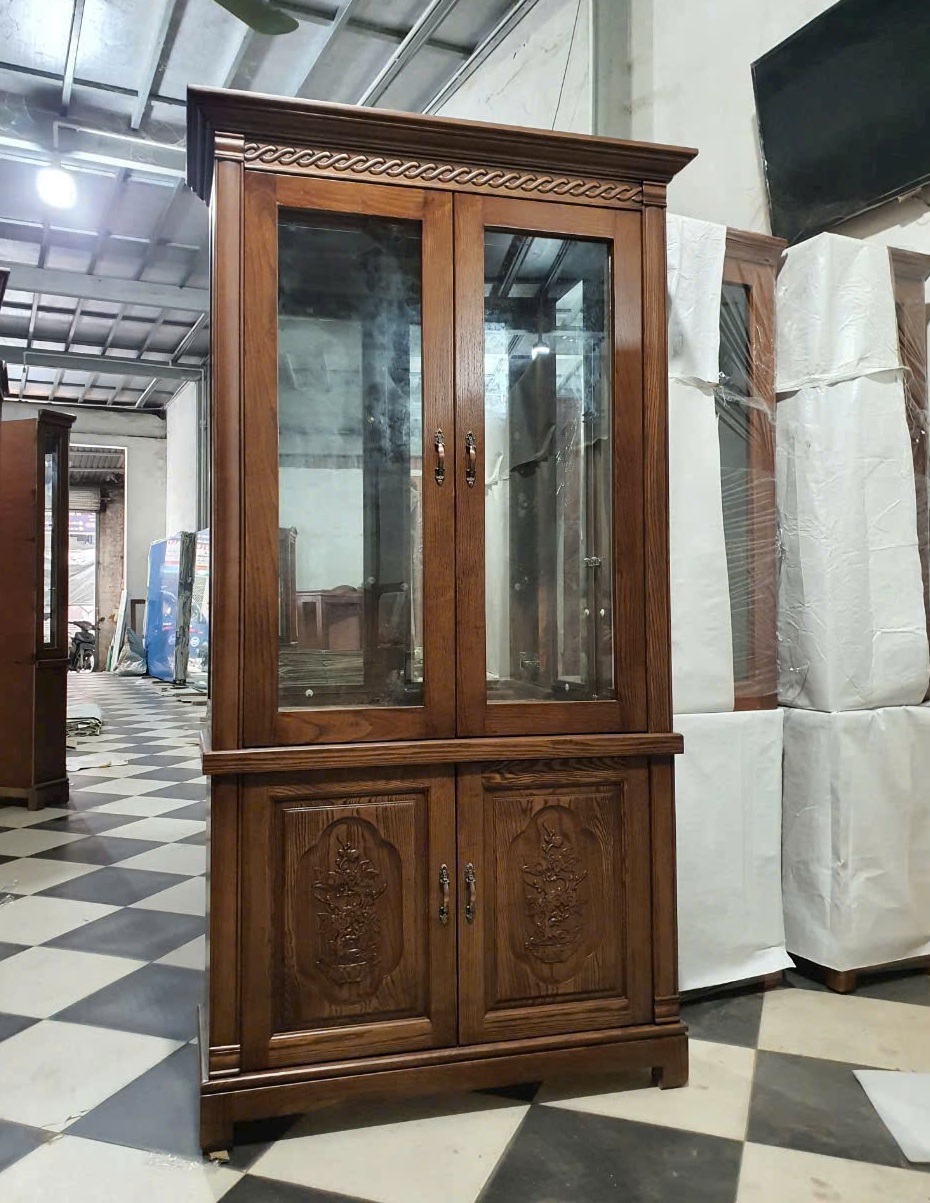 Tủ Rượu Phòng Khách Gỗ Sồi Màu Nâu Óc Chó TR38