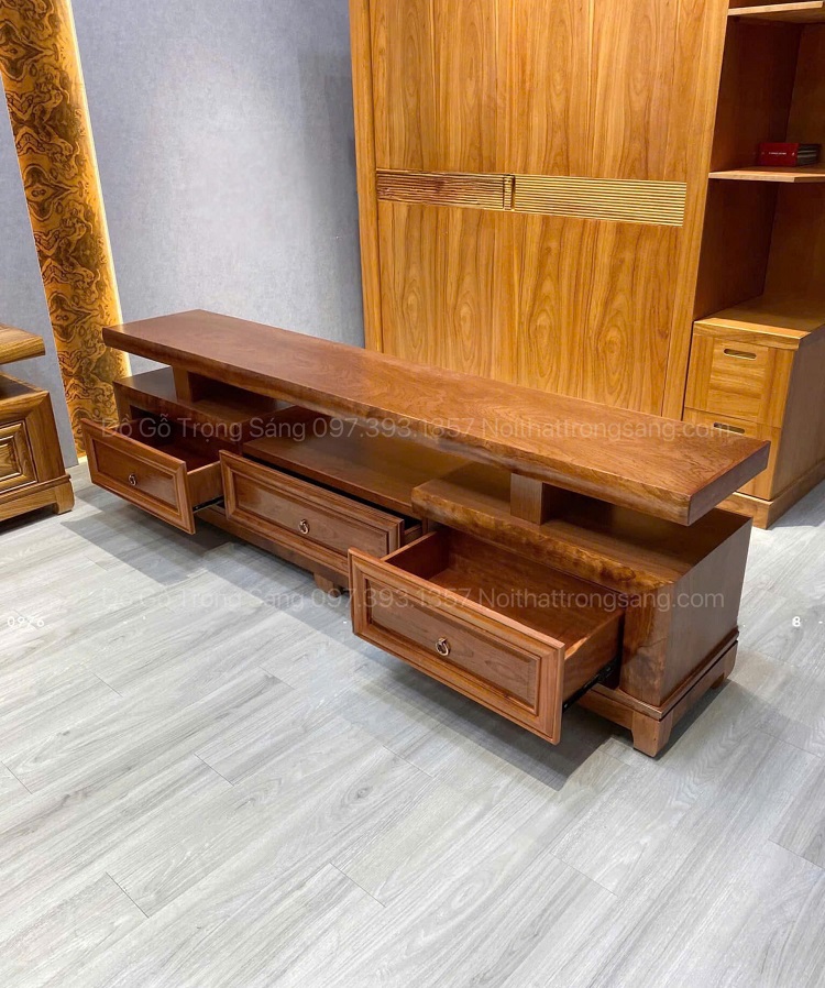 Kệ Tivi Phòng Khách Gỗ Hương Hiện Đại KTV34