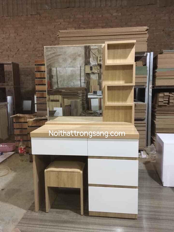 Bàn Trang Điểm Gương Vuông Gỗ MDF BTD10