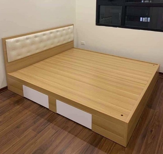 Giường Ngủ Gỗ Công Nghiệp Bọc Đệm Có Ô Kéo MDF43