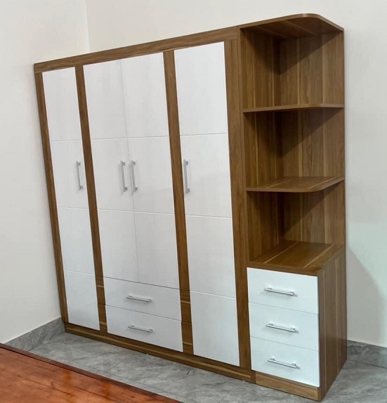 Tủ Quần Áo Gỗ Hiện Đại 4 Cánh Có Kệ Góc MDF47