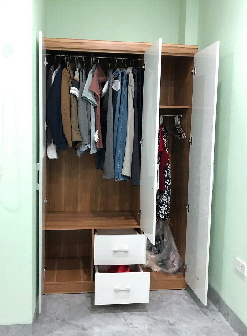 Tủ Quần Áo Gỗ Công Nghiệp 3 Cánh 2 Buồng MDF85