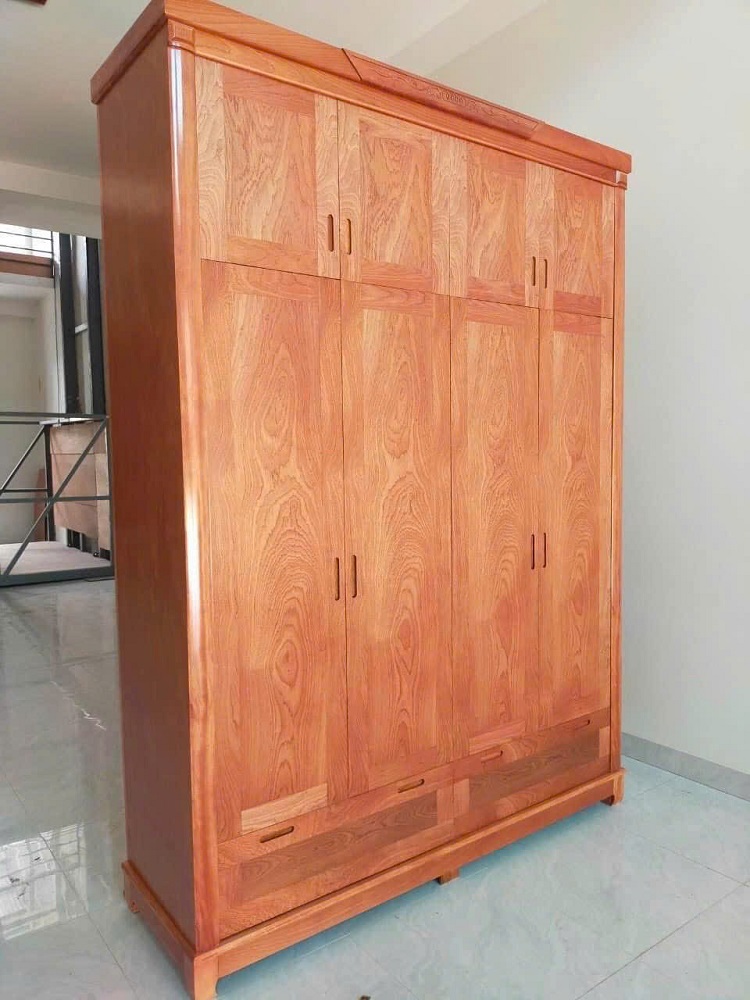 Tủ Quần Áo Gỗ Xoan Đào 4 Cánh 2 tầng Hiện Đại TA90