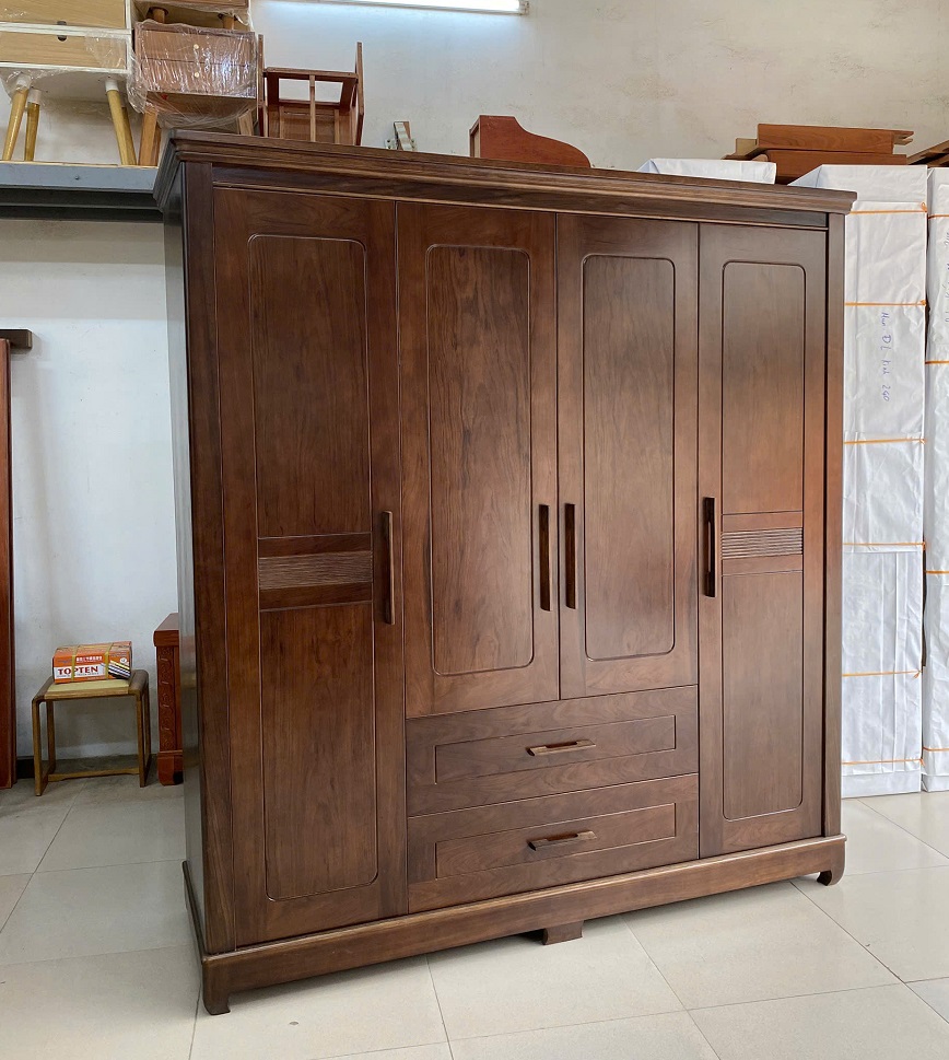 Tủ Áo Hiện Đại 4 Cánh 3 Buồng Gỗ Mun TA78