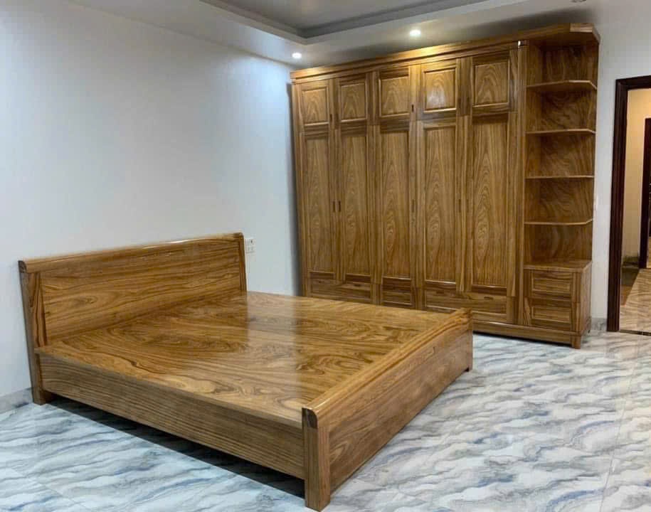 Bộ Giường Tủ Hiện Đại Gỗ Hương Xám GN103