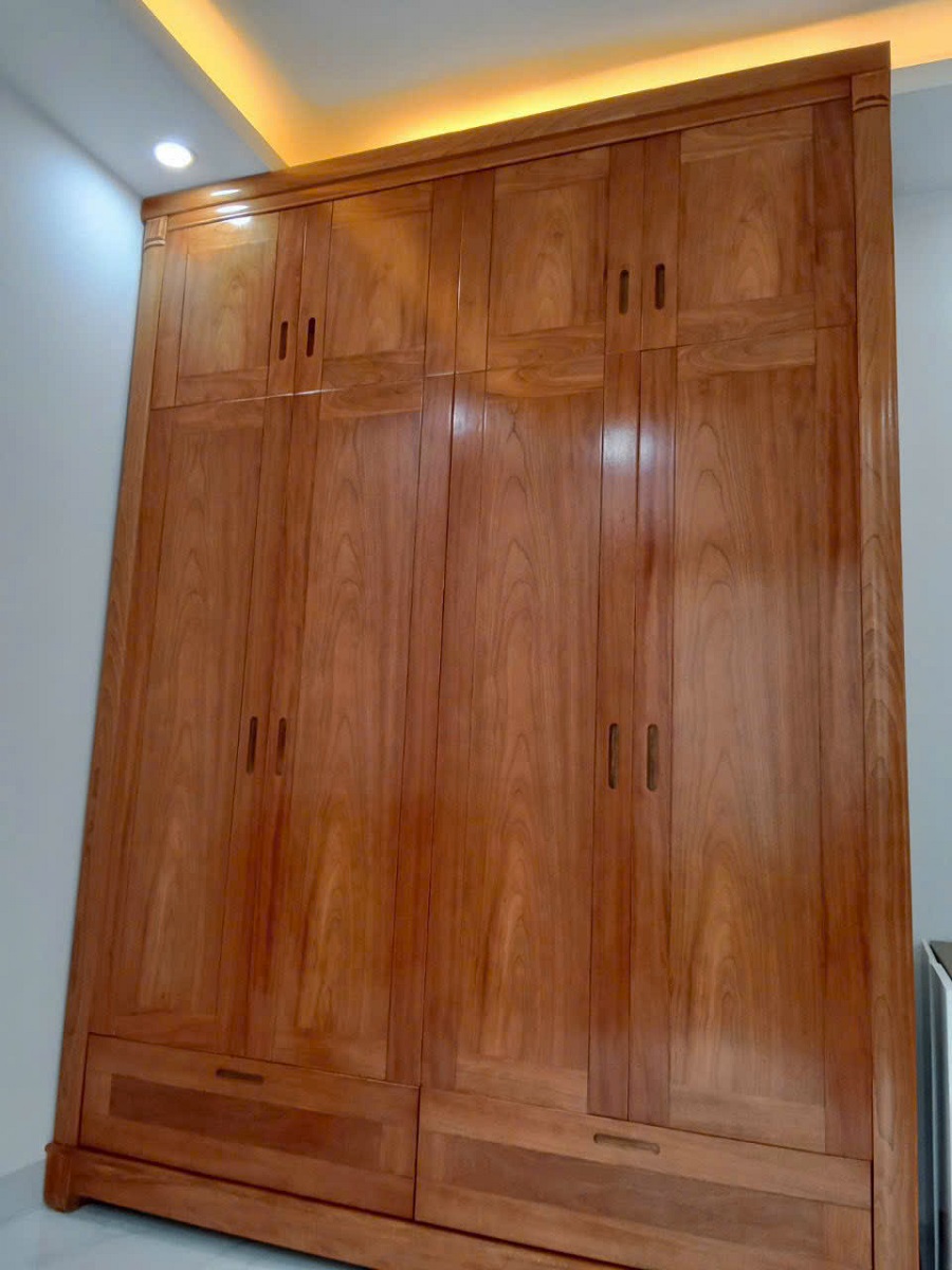 Tủ Quần Áo 4 Cánh 2 Tầng Gỗ Xoan Đào TA82