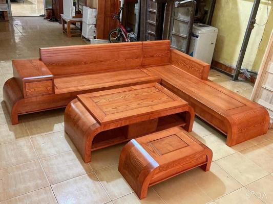 Bộ Bàn Ghế Sofa Góc Gỗ Sồi Phòng Khách BG41