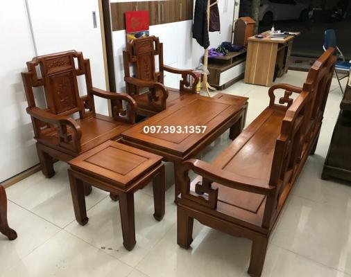 Bộ Bàn Ghế Phòng Khách Chung Cư Gỗ Gõ Đỏ BG3