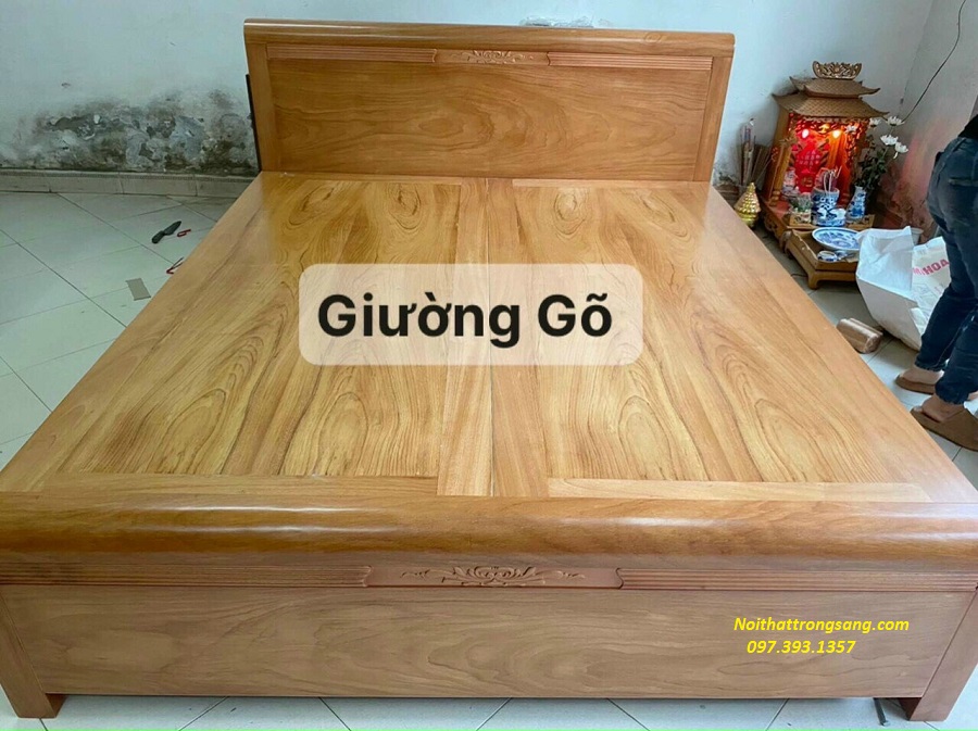 Giường Ngủ Gỗ Gõ Đỏ Hiện Đại Có Ngăn Kéo GN55