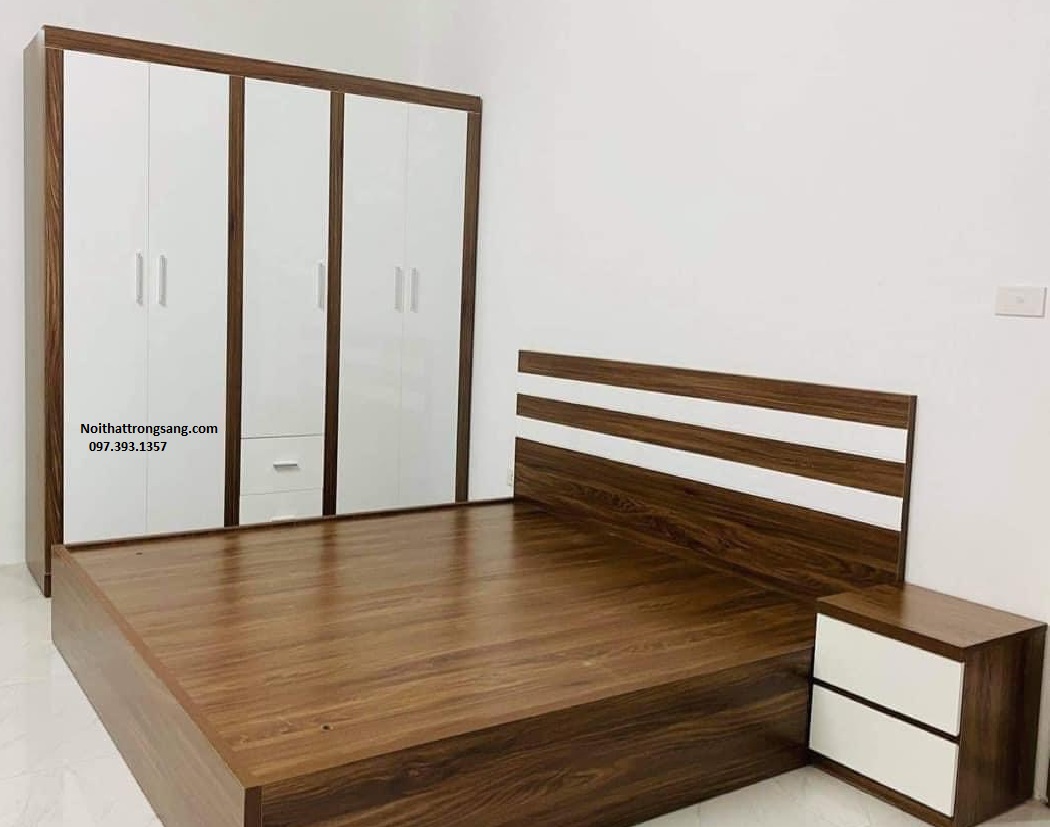 Bộ Giường Tủ Hiện Đại Công Nghiệp Giá Rẻ MDF42