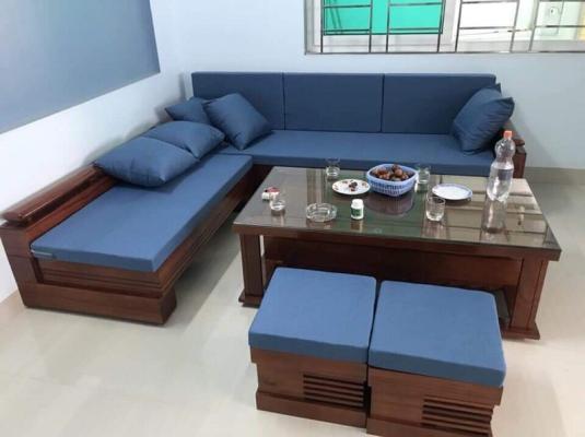 Bộ Bàn Ghế Sofa Góc Gỗ Sồi Phòng Khách BG40